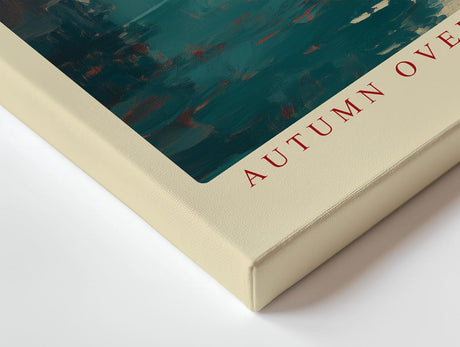 Paul Sinus Wandbild 120x80cm Autumn over Still Water Herbst Landschaft mit rotem Laub und Boot am See Natur Kunst Poster für Wohnzimmer Schlafzimmer