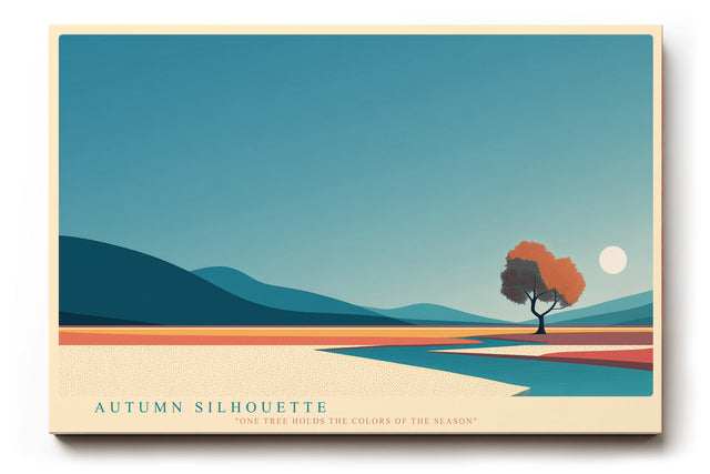 Paul Sinus Wandbild Autumn Silhouette minimalistisches Landschaftsmotiv mit Baum im Herbstlicht für moderne Räume voller Farbe und Ruhe