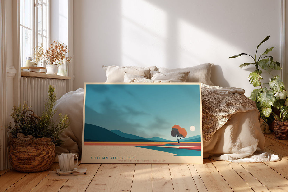 Paul Sinus Wandbild Autumn Silhouette minimalistisches Landschaftsmotiv mit Baum im Herbstlicht für moderne Räume voller Farbe und Ruhe