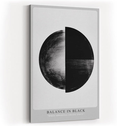 Paul Sinus Wandbild in 40x60cm Balance in Black – Halbierte Kreisform in Schwarz-Weiß als Symbol für Harmonie und Kontrast