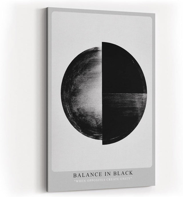Paul Sinus Wandbild in 40x60cm Balance in Black – Halbierte Kreisform in Schwarz-Weiß als Symbol für Harmonie und Kontrast