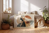 Paul Sinus Wandbild 120x80cm Balance of Quiet Thought Abstrakte Frauen Silhouette Moderne Kunst in Naturtoenen fuer Wohnzimmer Schlafzimmer und Büro