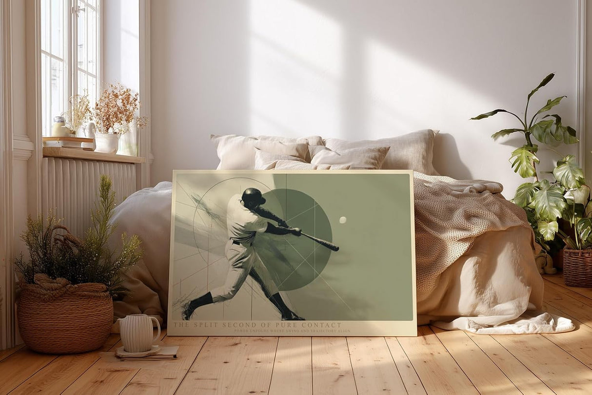 Paul Sinus Wandbild 120x80cm Baseballspieler im Schlagmoment dynamische Sportkunst mit moderner Grafik