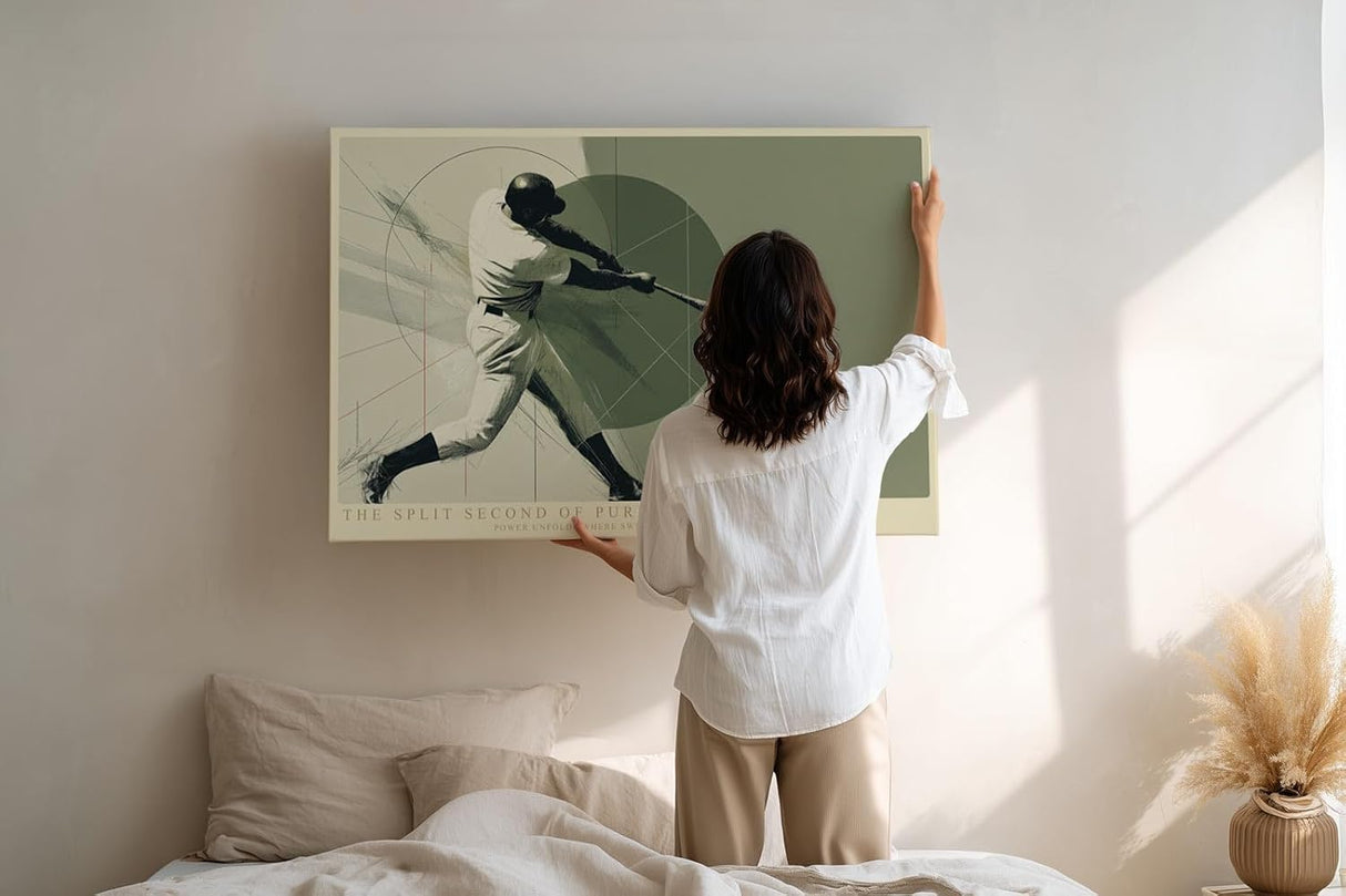 Paul Sinus Wandbild 120x80cm Baseballspieler im Schlagmoment dynamische Sportkunst mit moderner Grafik