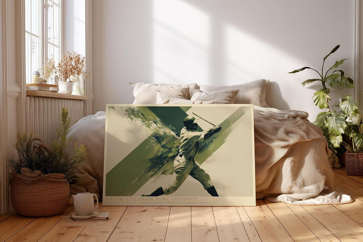 Paul Sinus Wandbild 120x80cm Baseballspieler in Bewegung moderne Sportkunst mit grafischer Dynamik