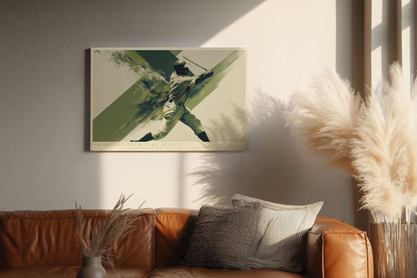 Paul Sinus Wandbild 120x80cm Baseballspieler in Bewegung moderne Sportkunst mit grafischer Dynamik