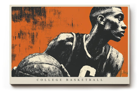 Paul Sinus Wandbild 120x80cm Basketball Spieler moderne Sport Illustration in Orange und Schwarz dynamische Wanddekoration