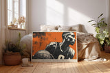 Paul Sinus Wandbild 120x80cm Basketball Spieler moderne Sport Illustration in Orange und Schwarz dynamische Wanddekoration