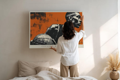 Paul Sinus Wandbild 120x80cm Basketball Spieler moderne Sport Illustration in Orange und Schwarz dynamische Wanddekoration