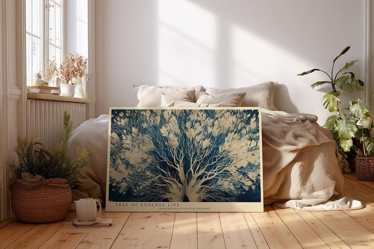 Paul Sinus Wandbild 120x80cm Baum Des Ewigen Lebens Abstrakte Naturkunst LeinWandbild 120x80cm Mystische Baumlandschaft Wanddekoration