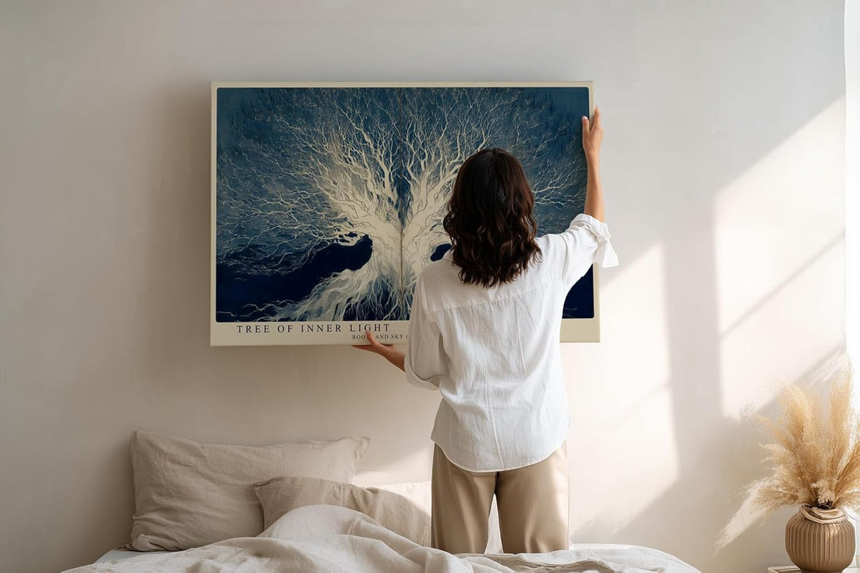 Paul Sinus Wandbild 120x80cm Baum Des Inneren Lichts Abstrakte Naturkunst LeinWandbild 120x80cm Mystische Baumkunst Wanddekoration