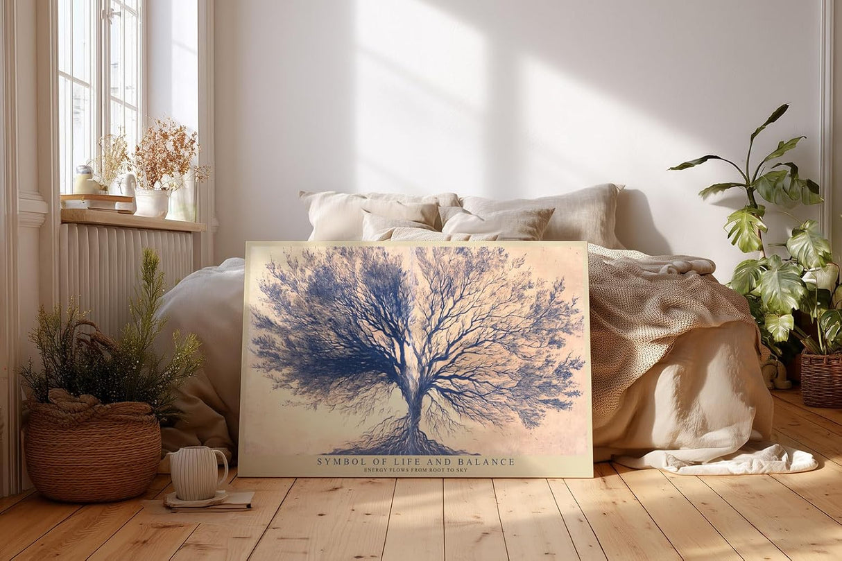 Paul Sinus Wandbild 120x80cm Baum Des Lebens Balance Kunst LeinWandbild 120x80cm Symbolische Natur Wanddekoration