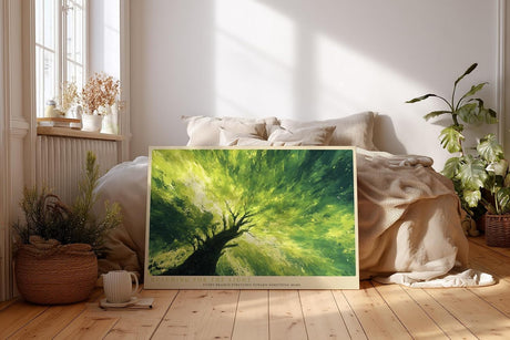Paul Sinus Wandbild 120x80cm Baum im Licht gruene Naturmalerei moderne Landschaft Kunst Wanddekoration fuer Wohnzimmer Büro