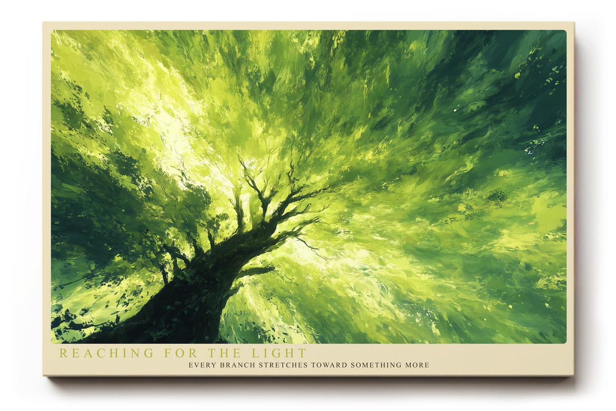 Paul Sinus Wandbild 120x80cm Baum im Licht gruene Naturmalerei moderne Landschaft Kunst Wanddekoration fuer Wohnzimmer Büro