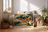Paul Sinus Wandbild 120x80cm Baum Landschaft Kunst mit Dramatischem Himmel in Orange Blau für Wohnzimmer Büro und Flur