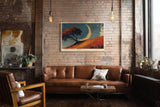 Paul Sinus Wandbild 120x80cm Baum Landschaft mit Mond moderne Naturkunst roter Huegel Himmel Landschaftsbild stilvolle Wanddekoration fuer Wohnzimmer Büro