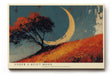 Paul Sinus Wandbild 120x80cm Baum Landschaft mit Mond moderne Naturkunst roter Huegel Himmel Landschaftsbild stilvolle Wanddekoration fuer Wohnzimmer Büro