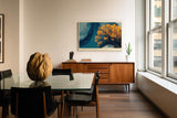 Paul Sinus Wandbild 120x80cm Baum Landschaft moderne Naturkunst goldene Blaetter ruhige Wasserlandschaft stilvolle Wanddekoration fuer Wohnzimmer Büro