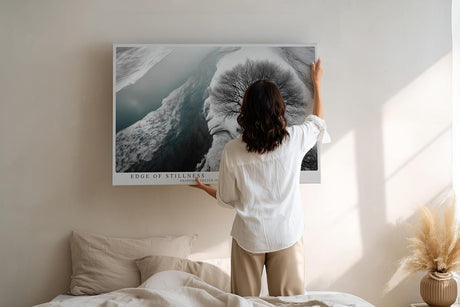 Paul Sinus Wandbild 120x80cm Baum Winter Landschaft schwarz weiss minimalistische Naturfotografie Wanddekoration fuer Wohnzimmer Büro