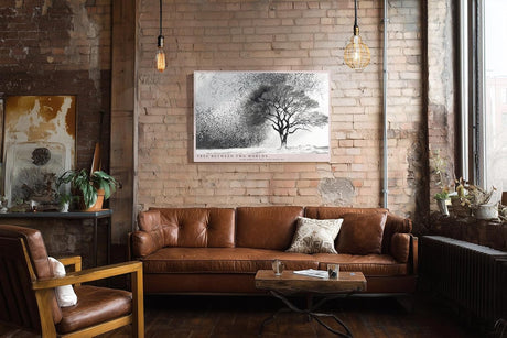 Paul Sinus Wandbild 120x80cm Baum zwischen Licht und Schatten Abstrakte Schwarz Weiss Naturkunst Modernes Motiv für Wohnzimmer Büro Flur