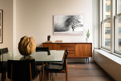 Paul Sinus Wandbild 120x80cm Baum zwischen Licht und Schatten Abstrakte Schwarz Weiss Naturkunst Modernes Motiv für Wohnzimmer Büro Flur