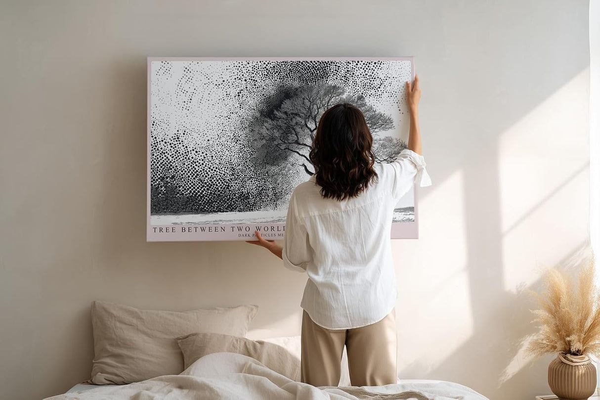 Paul Sinus Wandbild 120x80cm Baum zwischen Licht und Schatten Abstrakte Schwarz Weiss Naturkunst Modernes Motiv für Wohnzimmer Büro Flur
