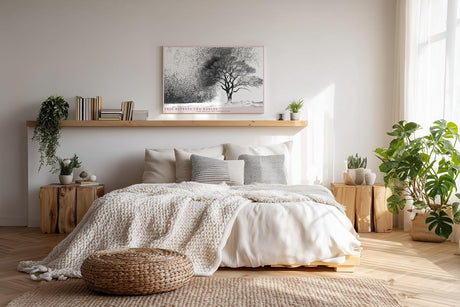 Paul Sinus Wandbild 120x80cm Baum zwischen Licht und Schatten Abstrakte Schwarz Weiss Naturkunst Modernes Motiv für Wohnzimmer Büro Flur