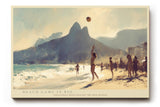 Paul Sinus Wandbild 120x80cm Beach Game in Rio Strand Volleyball Szene mit Blick auf Dois Irmaos Kuestenlandschaft Kunst fuer Wohnzimmer und Büro