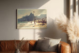 Paul Sinus Wandbild 120x80cm Beach Game in Rio Strand Volleyball Szene mit Blick auf Dois Irmaos Kuestenlandschaft Kunst fuer Wohnzimmer und Büro