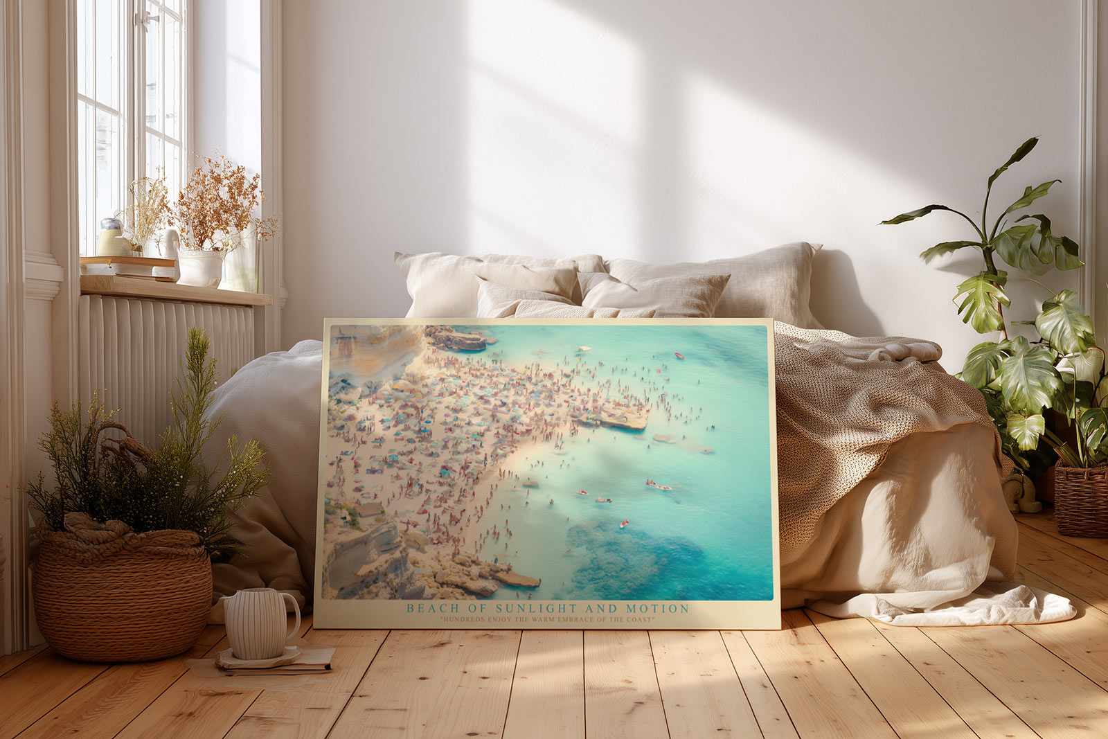 Paul Sinus Wandbild Beach of Sunlight and Motion Coastal Life in Warm Tones