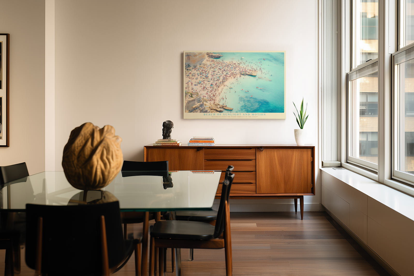 Paul Sinus Wandbild Beach of Sunlight and Motion Coastal Life in Warm Tones