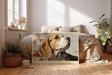 Paul Sinus Wandbild 120x80cm Beagle Hund Kunst Portraet moderne Tiermalerei treuer Familienhund Naturfarben stilvolle Wanddekoration fuer Wohnzimmer Büro