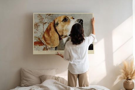 Paul Sinus Wandbild 120x80cm Beagle Hund Kunst Portraet moderne Tiermalerei treuer Familienhund Naturfarben stilvolle Wanddekoration fuer Wohnzimmer Büro