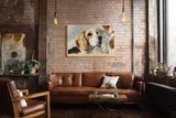 Paul Sinus Wandbild 120x80cm Beagle Hund Portraet moderne Tierkunst liebevoller Familienhund Kunstmotiv warme Naturfarben stilvolle Wanddekoration fuer Wohnzimmer Büro