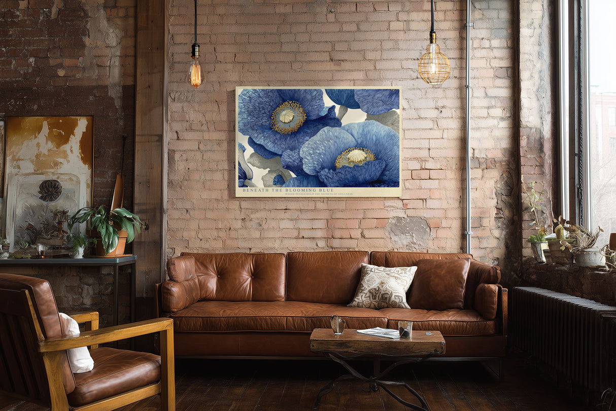 Paul Sinus Wandbild Beneath the Blooming Blue Abstract Floral Harmony in Shades of Serenity and Depth