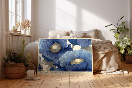 Paul Sinus Wandbild Beneath the Blooming Blue Abstract Floral Harmony in Shades of Serenity and Depth
