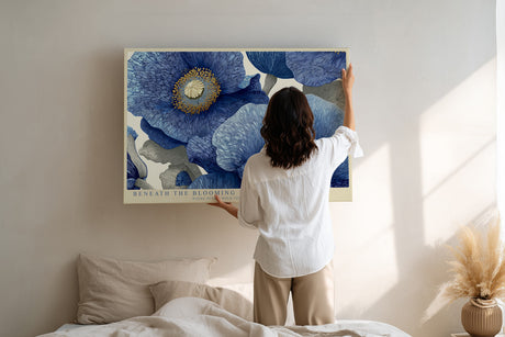 Paul Sinus Wandbild Beneath the Blooming Blue Abstract Floral Harmony in Shades of Serenity and Depth
