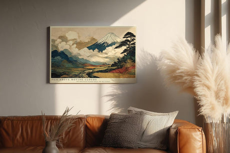 Paul Sinus Wandbild 120x80cm Berg Fuji Japanische Landschaft Kunstmotiv Traditionelle Natur Szene mit Wolken und Bergen