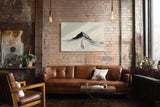 Paul Sinus Wandbild 120x80cm Berg Landschaft minimalistische Naturkunst schwarzer Gipfel Fussabdruecke Kunstdruck stilvolle Wanddekoration fuer Wohnzimmer Büro Flur