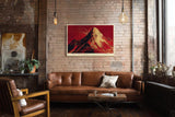 Paul Sinus Wandbild 120x80cm Berg Landschaft modern rot dramatische Bergkunst Kunstdruck grosses Kunstbild starke Wanddekoration fuer Wohnzimmer Büro Flur