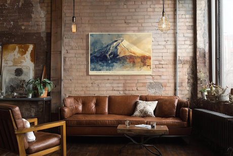 Paul Sinus Wandbild 120x80cm Berg Landschaft moderne Naturmalerei schneebedeckter Gipfel ruhige Farben stilvolle Wanddekoration fuer Wohnzimmer Büro