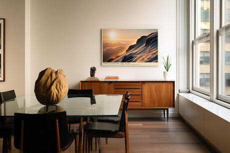Paul Sinus Wandbild 120x80cm Berg Sonnenaufgang alpine Landschaft Fotokunst goldenes Morgenlicht Natur Kunstdruck moderne