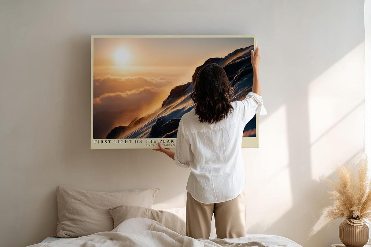Paul Sinus Wandbild 120x80cm Berg Sonnenaufgang alpine Landschaft Fotokunst goldenes Morgenlicht Natur Kunstdruck moderne
