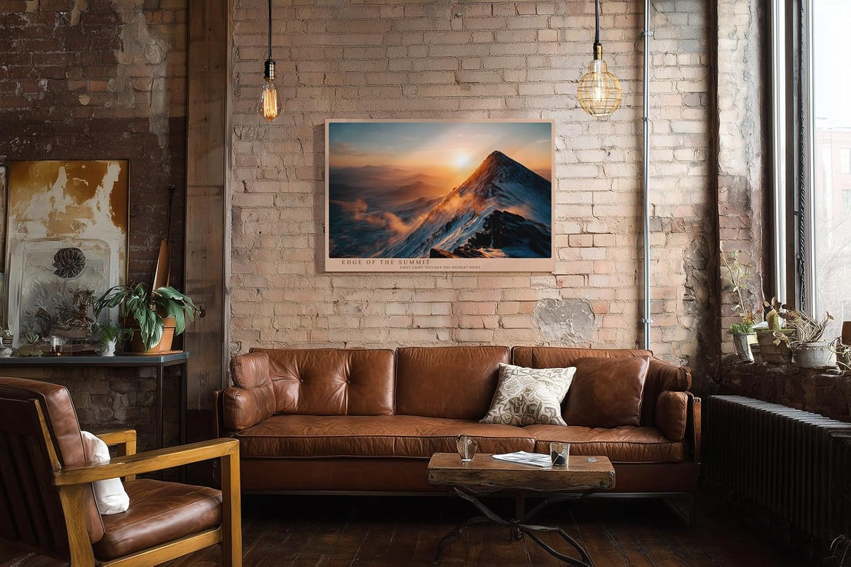 Paul Sinus Wandbild 120x80cm Berggipfel bei Sonnenaufgang epische Alpen Landschaft Naturfotografie warmes Morgenlicht stilvolle Wanddekoration fuer Wohnzimmer Büro