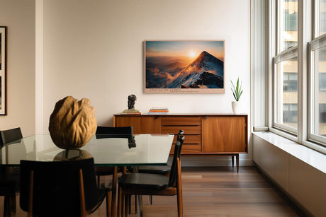 Paul Sinus Wandbild 120x80cm Berggipfel bei Sonnenaufgang epische Alpen Landschaft Naturfotografie warmes Morgenlicht stilvolle Wanddekoration fuer Wohnzimmer Büro
