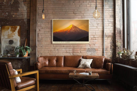 Paul Sinus Wandbild 120x80cm Berggipfel bei Sonnenaufgang majestatische Landschaft Naturfotografie warmes Licht stilvolle Wanddekoration fuer Wohnzimmer Büro