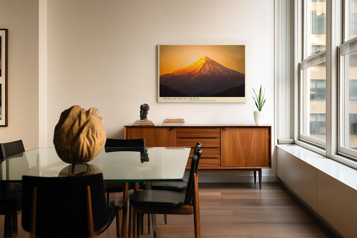 Paul Sinus Wandbild 120x80cm Berggipfel bei Sonnenaufgang majestatische Landschaft Naturfotografie warmes Licht stilvolle Wanddekoration fuer Wohnzimmer Büro