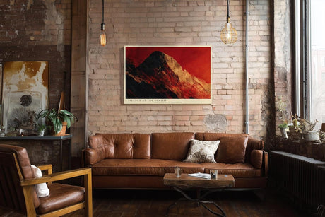 Paul Sinus Wandbild 120x80cm Berggipfel dramatische Landschaft rot schwarz moderne Naturkunst Kunstdruck grosses Wandbild 120x80cm kraftvolle Wanddekoration fuer Wohnzimmer Büro