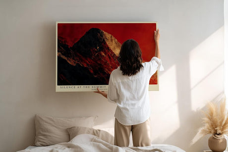 Paul Sinus Wandbild 120x80cm Berggipfel dramatische Landschaft rot schwarz moderne Naturkunst Kunstdruck grosses Wandbild 120x80cm kraftvolle Wanddekoration fuer Wohnzimmer Büro
