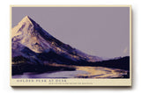 Paul Sinus Wandbild 120x80cm Berglandschaft Abendlicht goldene Gipfel ruhiger Fluss moderne Landschaftskunst violett gold Kunstbild stilvolle
